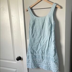 Vintage Banana Republic 100% Linen Embroidered Sleeveless Dress